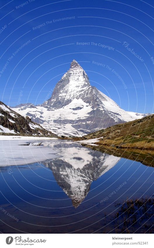 Matterhorn See Spiegel Berge u. Gebirge Landschaft Amerika Natur Blauer Himmel Schnee Eis