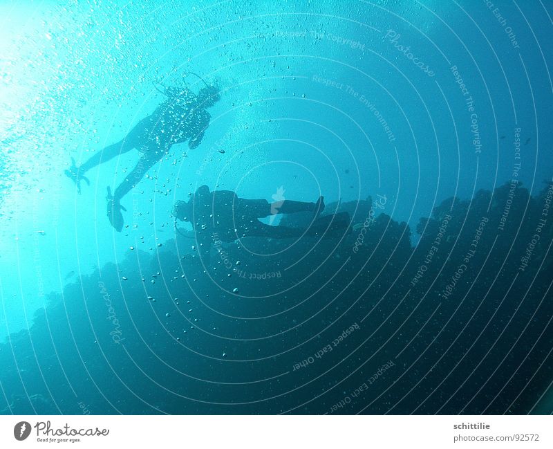 DeepBlueSea Taucher Meer Luft Licht Wassersport Mann blau blasen Sonne