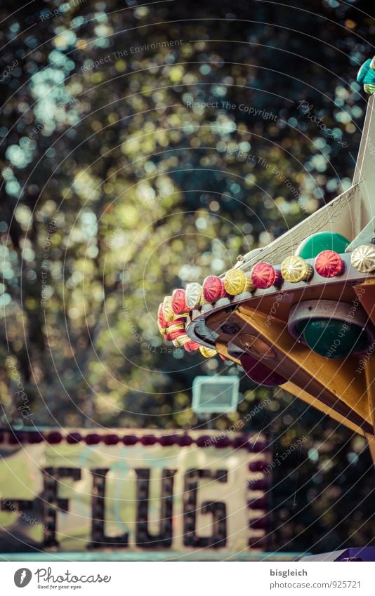 Karussell Jahrmarkt Spielen grün Freizeit & Hobby Freude Farbfoto Außenaufnahme Menschenleer Textfreiraum oben Tag Schwache Tiefenschärfe