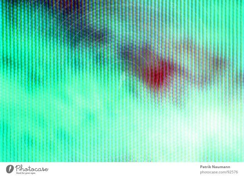 grüne Mattscheibe Fernsehen Bewusstseinsstörung türkis abstrakt Raster Fernseher rot Farbe Detailaufnahme Makroaufnahme fesselnd Irritation