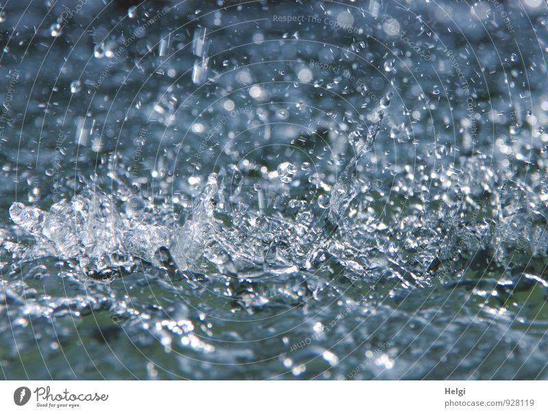 ...und plätschert... Umwelt Wasser Wassertropfen Bewegung fallen glänzend ästhetisch authentisch frisch kalt nass natürlich Sauberkeit blau grau weiß bizarr