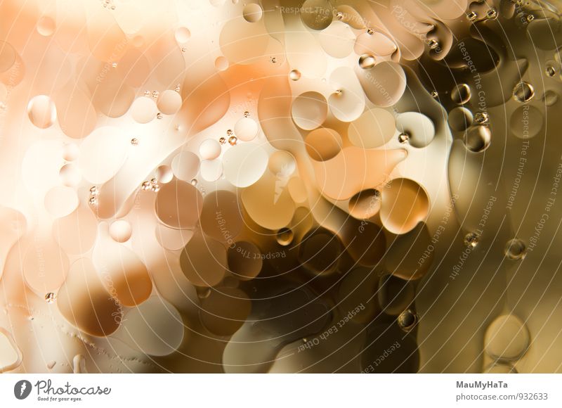 abstrakte Formen mit Flüssigkeiten Design Wissenschaften Natur Tropfen gelb Kreativität Erdöl Wasser Schaumblase Hintergründe gold erleuchten Hintergrund