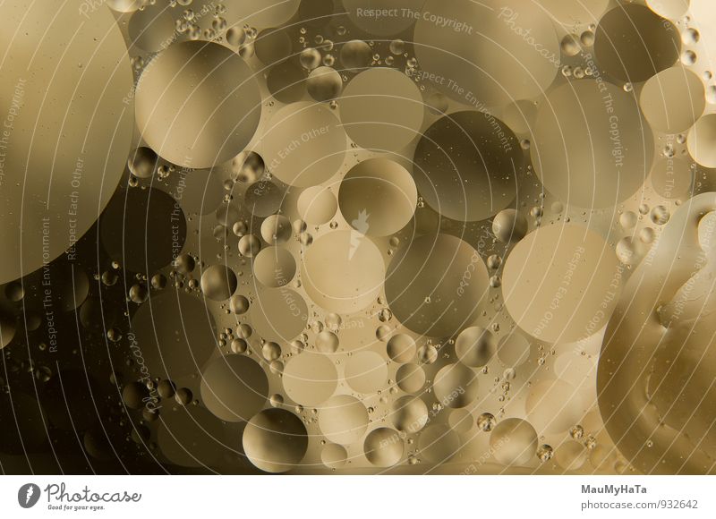 abstrakte Formen mit Flüssigkeiten Design Wissenschaften Natur Tropfen gelb Kreativität Erdöl Wasser Schaumblase Hintergründe gold erleuchten Hintergrund