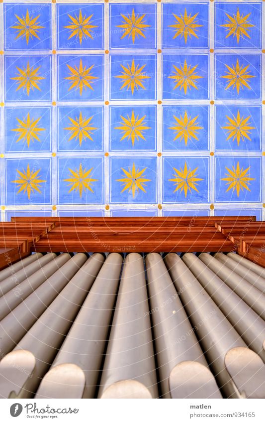 Sternen..himmel Menschenleer Kirche Architektur historisch blau braun gelb silber bescheiden zurückhalten sparsam Deckengemälde Orgelpfeife Religion & Glaube
