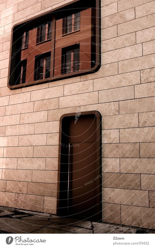ne runde sache Haus einfach Fenster Reflexion & Spiegelung Physik Stil Runde Sache modern architecture Stein Tür Wärme Farbe Glas window Stadt runde ecken