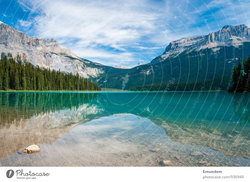Emerald Lake Erholung Sommer Berge u. Gebirge wandern Natur Landschaft See Pause Alberta Goldene Stunde Kanada Rockies Rocky Mountains unberührt natürlich