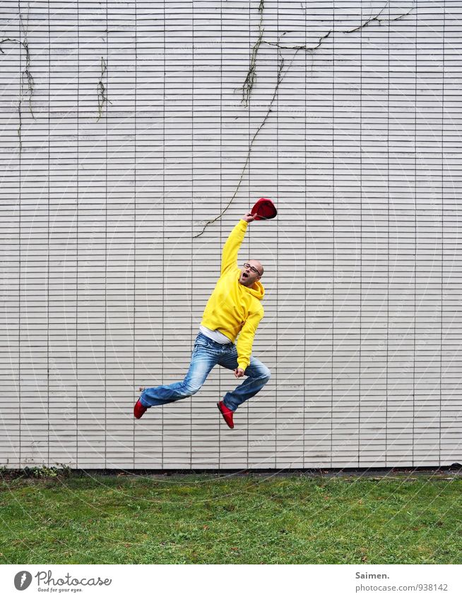 happy farbflash Sport Mensch maskulin Mann Erwachsene Körper 1 18-30 Jahre Jugendliche Mauer Wand Fassade springen Gefühle Stimmung Freude Fröhlichkeit