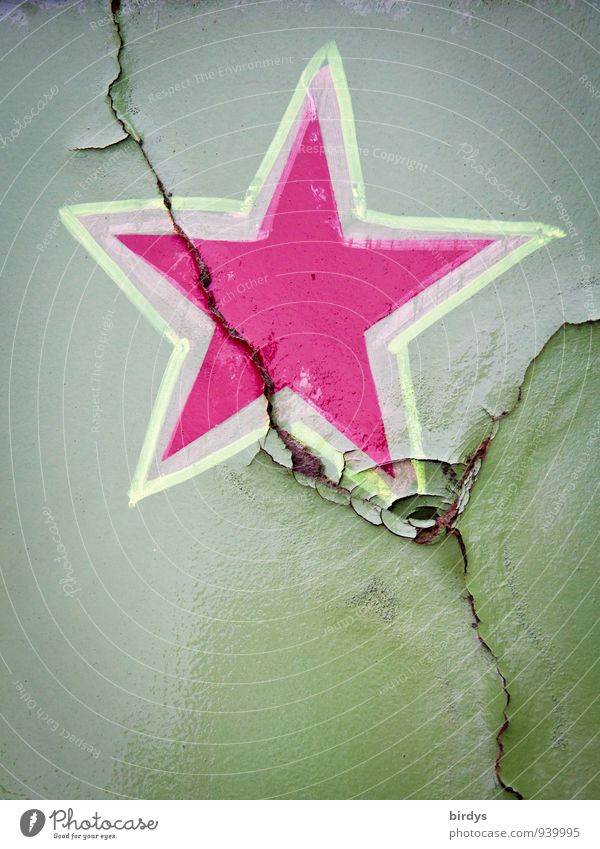 Dem Stern ist es Schnuppe Stern (Symbol) Rost Zeichen leuchten authentisch einzigartig grün rosa Kreativität Wandel & Veränderung Riss Dekoration & Verzierung