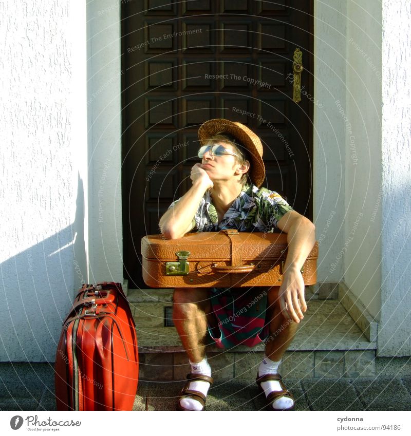 Ankunft 19:31 Ortszeit/ sonnig/ 20 Grad Tourist Koffer Tourismus Ferne Karibisches Meer träumen Erneuerung Kerl Mann Sommer Ferien & Urlaub & Reisen Erholung