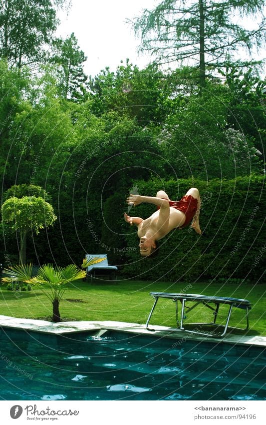 König der Lüfte 2 springen Trampolin Luft Sommer Schwimmbad nass Erfrischung Kühlung tauchen Freude spritzen Schwimmen & Baden fliegen Garten Wasser Air
