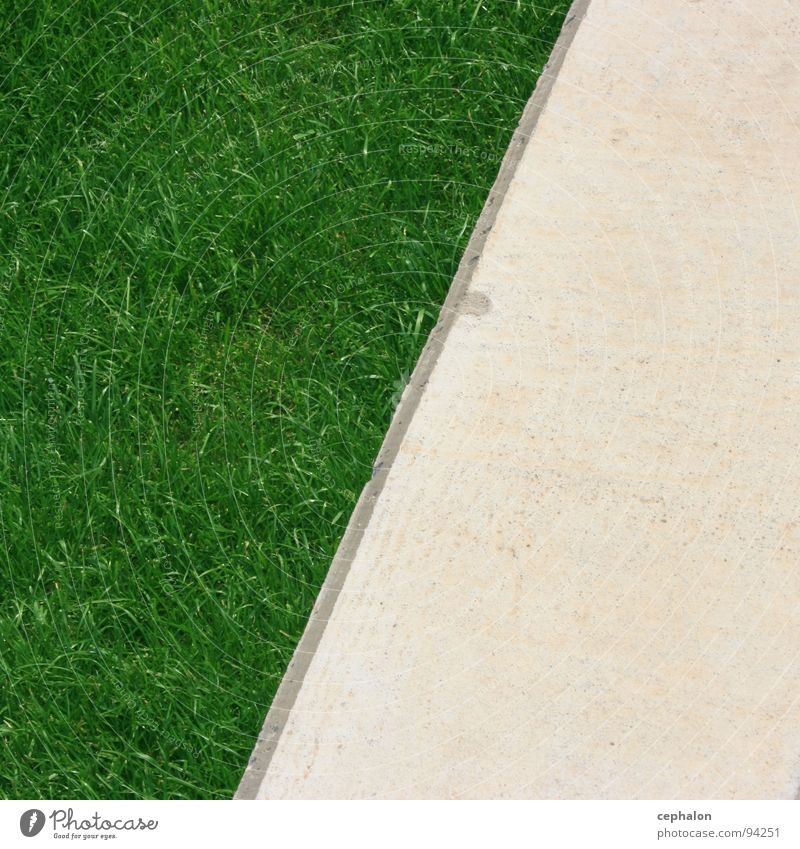 Rasenkante grün weich Gras beige weiß Ecke hart Grenze Garten Park Frühling Detailaufnahme Stein Kontrast Wege & Pfade