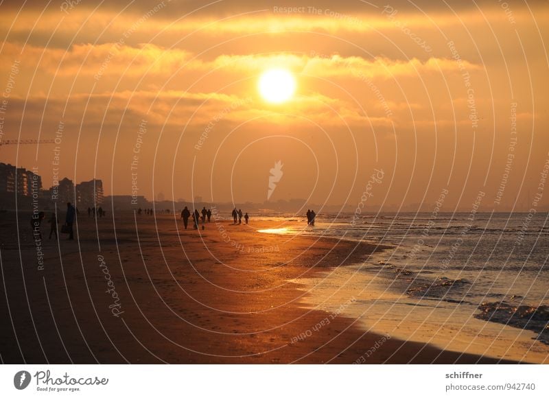 1000 | ein weiter, schöner Weg Mensch Menschengruppe Umwelt Natur Landschaft Sonne Sonnenaufgang Sonnenuntergang Sonnenlicht Wellen Küste Strand Bucht Nordsee