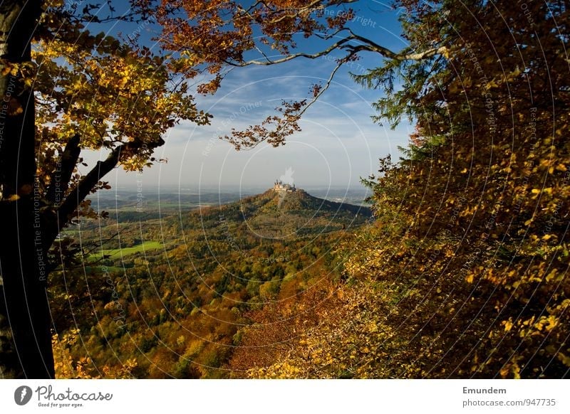 Hohenzollern I Ferien & Urlaub & Reisen Tourismus wandern Natur Landschaft Himmel Sonnenlicht Herbst Baum Wald Hügel Deutschland Europa Menschenleer