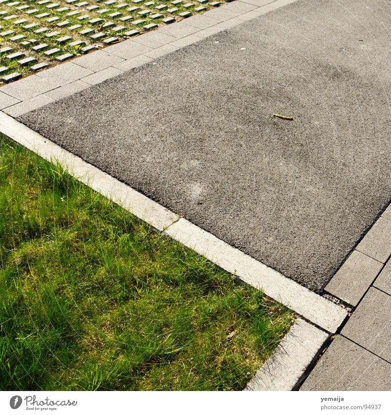 Flächendeckend Parkplatz Gras Beton Strukturen & Formen Linie Asphalt Verkehrswege Rasen Teilung Bodenbelag