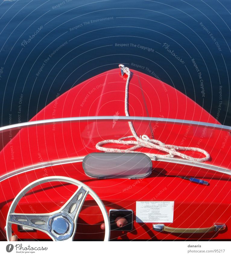 Ich hab ein knallrotes ...Boot... Wasserfahrzeug See Jolle blau-rot Erholung fahren Wassersport elektro-boot Kahn