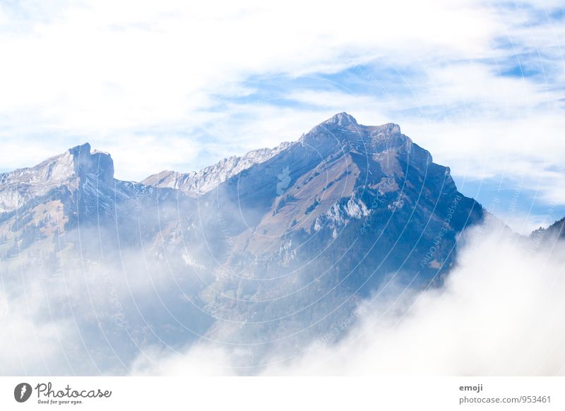 Bergwelt Umwelt Natur Wolken Klima Schönes Wetter Felsen Alpen Berge u. Gebirge blau weiß Farbfoto Außenaufnahme Luftaufnahme Menschenleer Tag