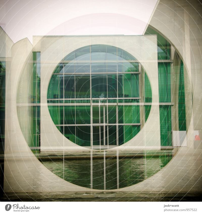 M-E-L-H im Regierungsviertel Architektur Spree Berlin-Mitte Gebäude Fenster Sehenswürdigkeit Beton Kreis Quadrat Bekanntheit groß modern grün Macht Einigkeit