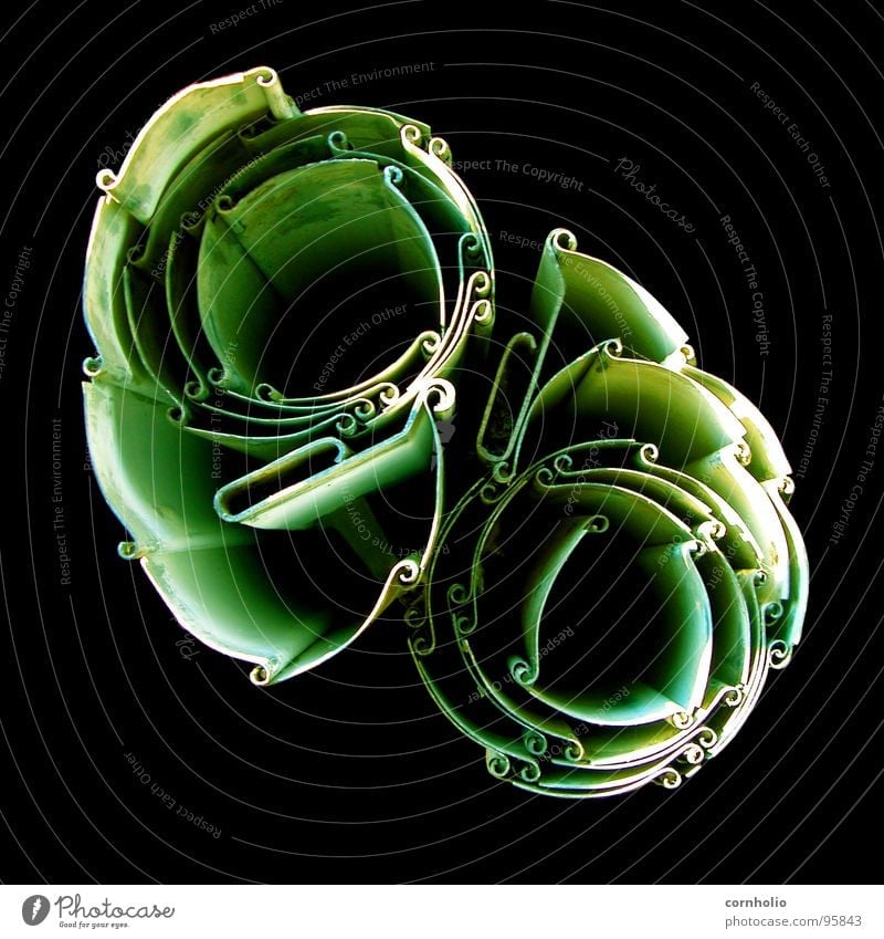 Blume aus Stahl Muster grün geschwungen Spielen obskur Metall schwurbel Farbe Grafik u. Illustration drehen