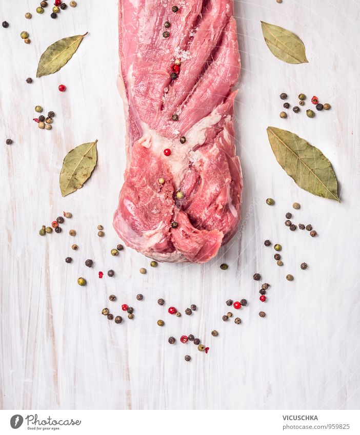 Schweinefleisch mit Pfeffer und Lorbeerblatt Lebensmittel Fleisch Kräuter & Gewürze Ernährung Festessen Bioprodukte Stil Design Gesunde Ernährung Küche Steak