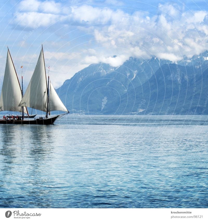 Kurs halten See Lac Lèmon Segeln Schweiz Wolken Wellen Freizeit & Hobby Sonntag ruhig Lausanne Wasserfahrzeug Reflexion & Spiegelung Segelschiff Schifffahrt