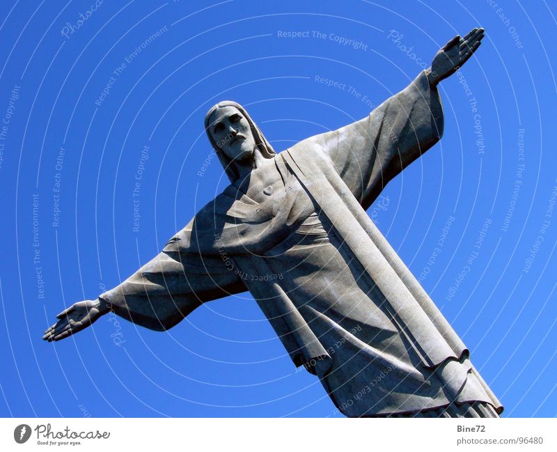 Christusstatue - Rio de Janeiro bewegungslos groß schwer Religion & Glaube Wahrzeichen Südamerika Brasilien Segnung Beschützer Corcovado-Botafogo grün Urwald