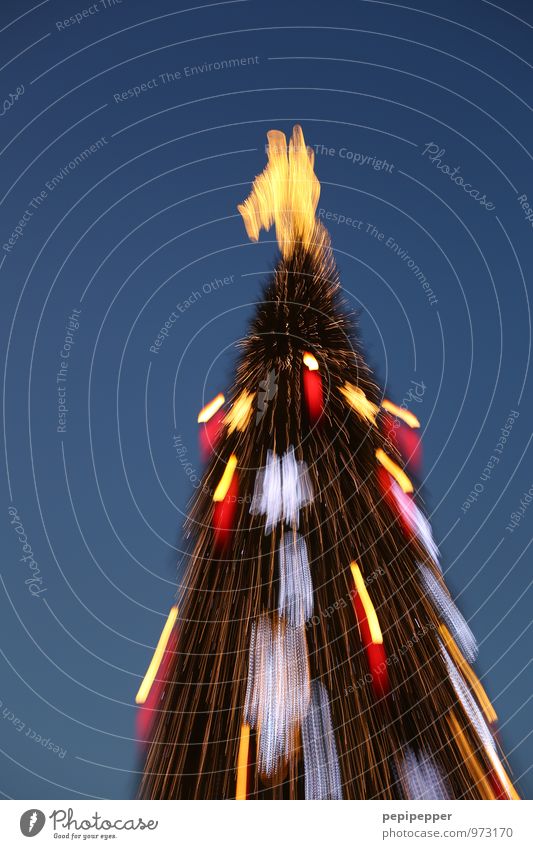 Weihnachtsbaum Feste & Feiern Weihnachten & Advent Kunst Baum Sehenswürdigkeit Zeichen Ziffern & Zahlen Ornament Kreuz Engel Bewegung leuchten blau gold rot