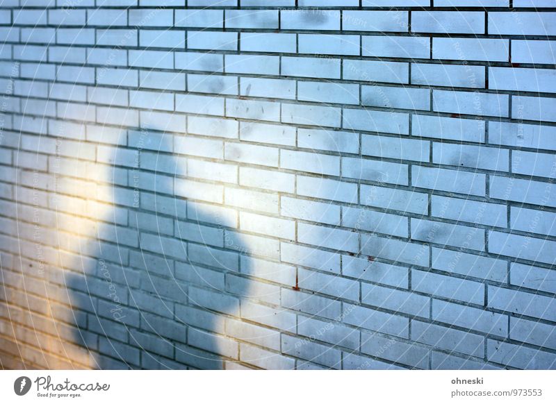 Shadow Mensch 1 Haus Mauer Wand Fassade Stadt Hoffnung Angst Identität anonym Farbfoto Außenaufnahme Muster Strukturen & Formen Textfreiraum rechts