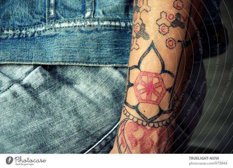 Tattoo 1 Lifestyle Design Sinnesorgane Mensch feminin Frau Erwachsene Leben Körper Haut Arme 30-45 Jahre Kunst Kunstwerk Subkultur Punk Ornamente Zeichen