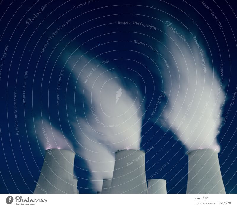 Rauch steigt auf ... Nacht weiß Umwelt 6 Kraft Industrie Langzeitbelichtung Schornstein Himmel blau Wind Stromkraftwerke vetschau langszeitbelichtung