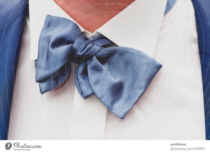 Die Fliege Glück Körper Feste & Feiern Hochzeit Hemd Anzug Bräutigam Hochzeitsanzug außergewöhnlich fest glänzend trendy blau weiß Freude Fröhlichkeit
