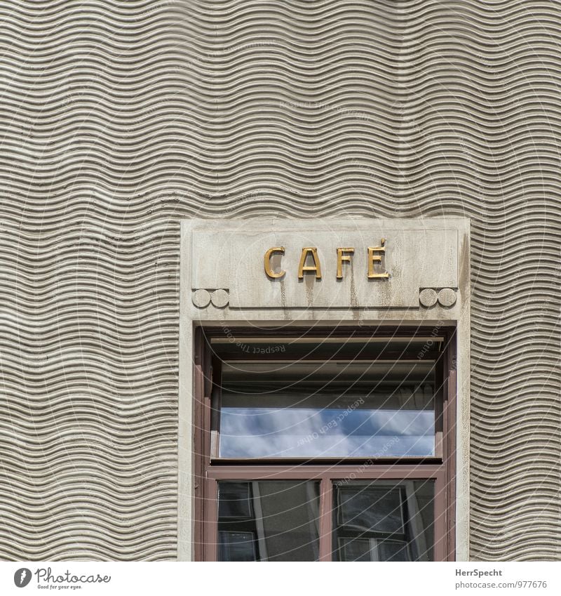 Café Donauwelle Restaurant trinken Wien Altstadt Haus Bauwerk Gebäude Fassade Fenster Stein Glas Schriftzeichen Ornament Schilder & Markierungen historisch grau