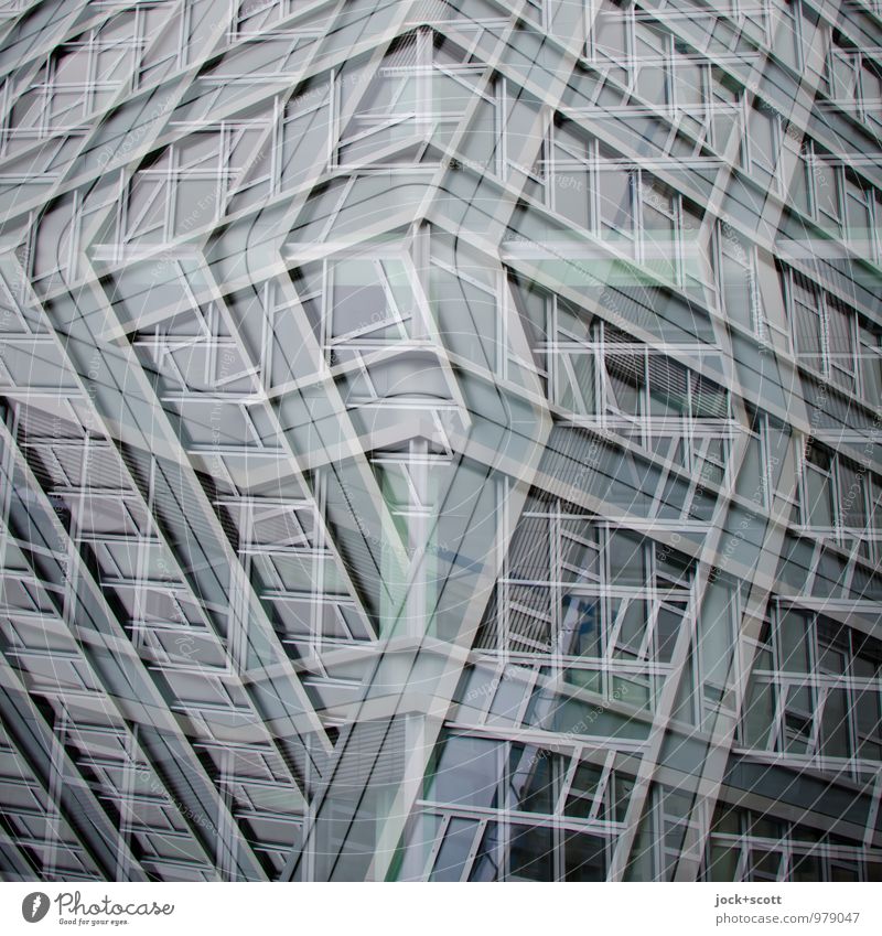 Ecklösung, alles Fassade Stil Design Fenster Ecke Linie Netzwerk eckig fantastisch grau Toleranz Inspiration komplex Surrealismus Reaktionen u. Effekte Illusion