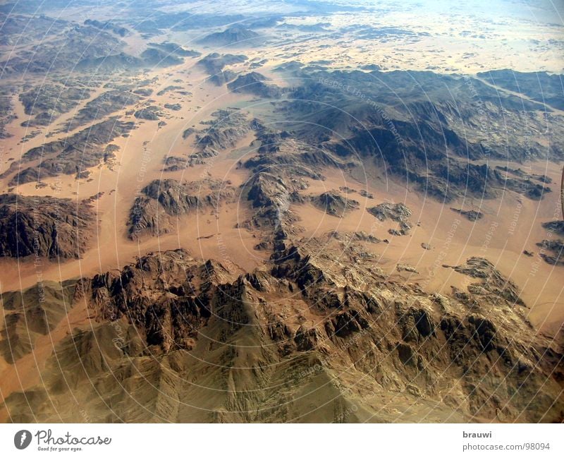 Ägypten Nil Luftaufnahme Flugzeug Berge u. Gebirge Afrika Wüste Sand weites Land