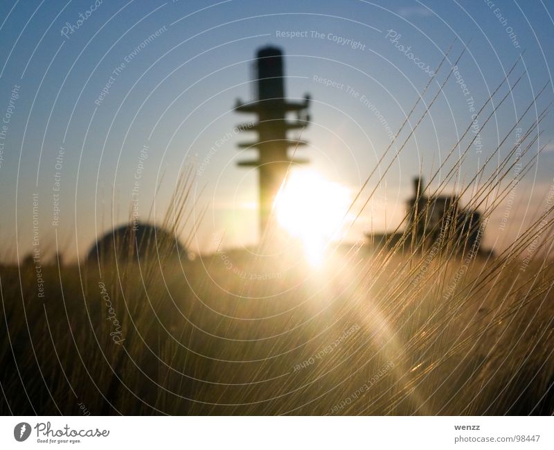 radar Radarstation Sonnenuntergang Gegenlicht obskur Aktien Bauernhof Technik & Technologie Fischauge