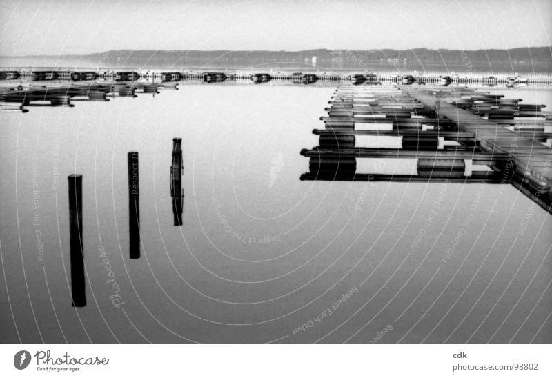 Am See | ankommen beruhigend Glätte Menschenleer Anlegestelle Wasserfahrzeug wegfahren ankern Spaziergang Licht Reflexion & Spiegelung Oberfläche Steg Holz