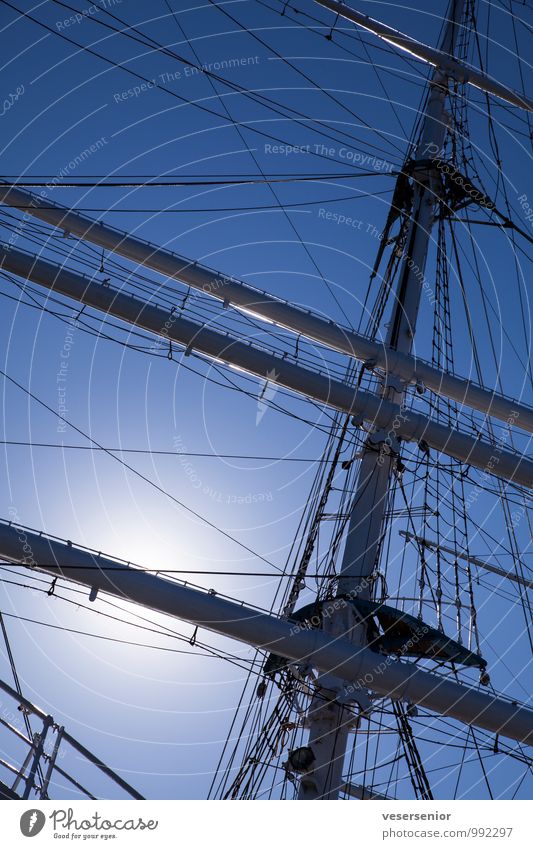 Gorch Fock. Schifffahrt Segelschiff Mast hoch maritim blau Farbfoto Außenaufnahme Menschenleer Tag Silhouette Gegenlicht